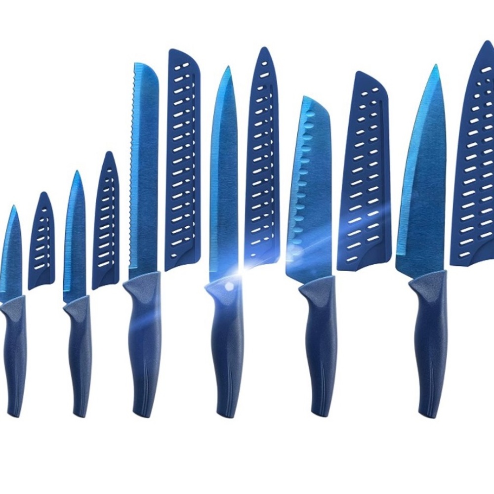 Blue knife set 6pcs Kitchen Knife Chef Set, Kitchen Knife Set Stainless Steel